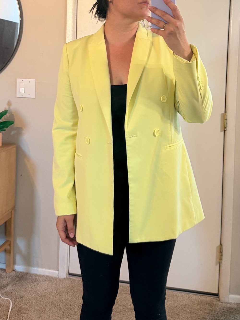 BCBGMaxAzria Lemon Yellow Double-Breasted Blazer
